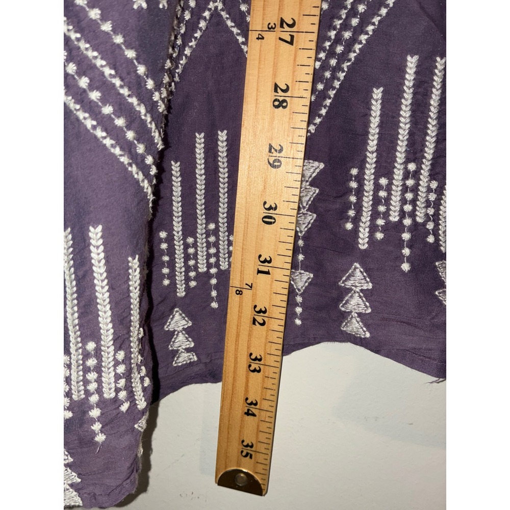 Johnny Was 3J Workshop Tunic Women Large Purple Embroidered Cotton Silk Boho Top - Picture 4 of 9